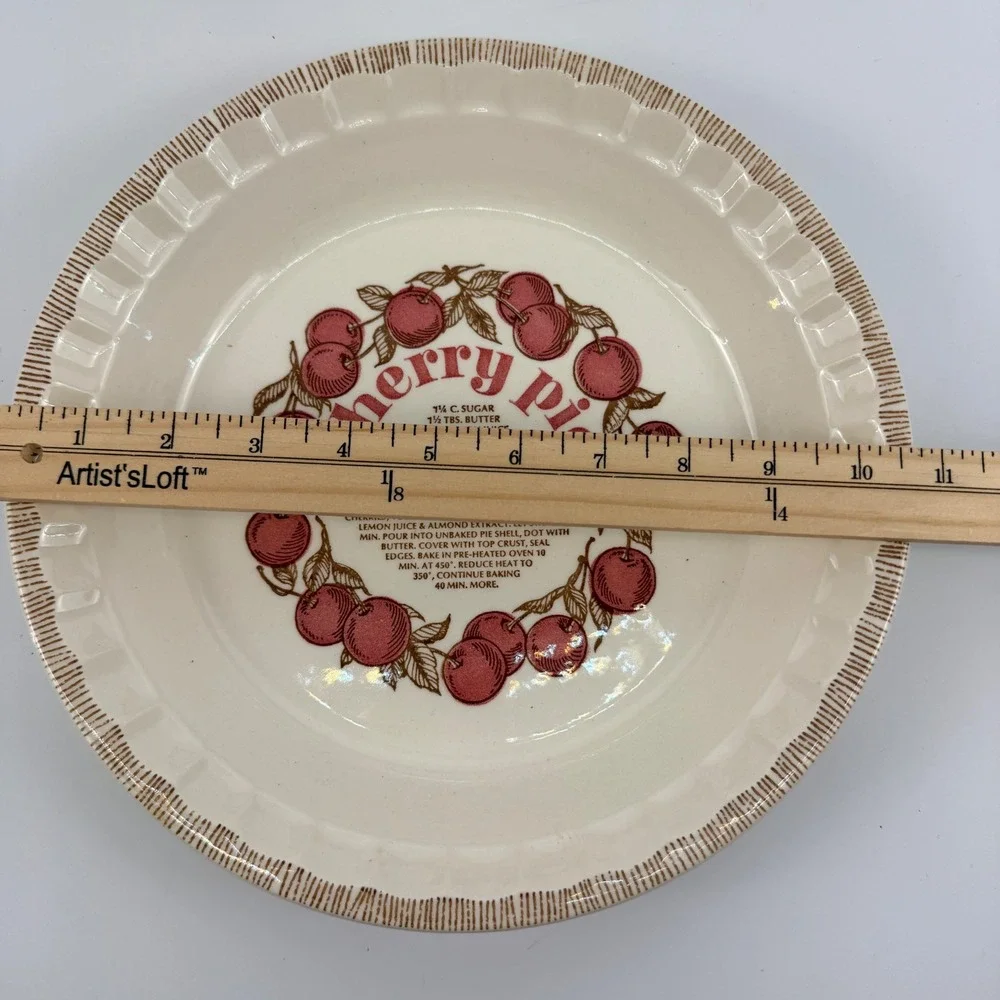 Royal China Country Harvest Cherry Pie Recipe Pie Plate Baker 10